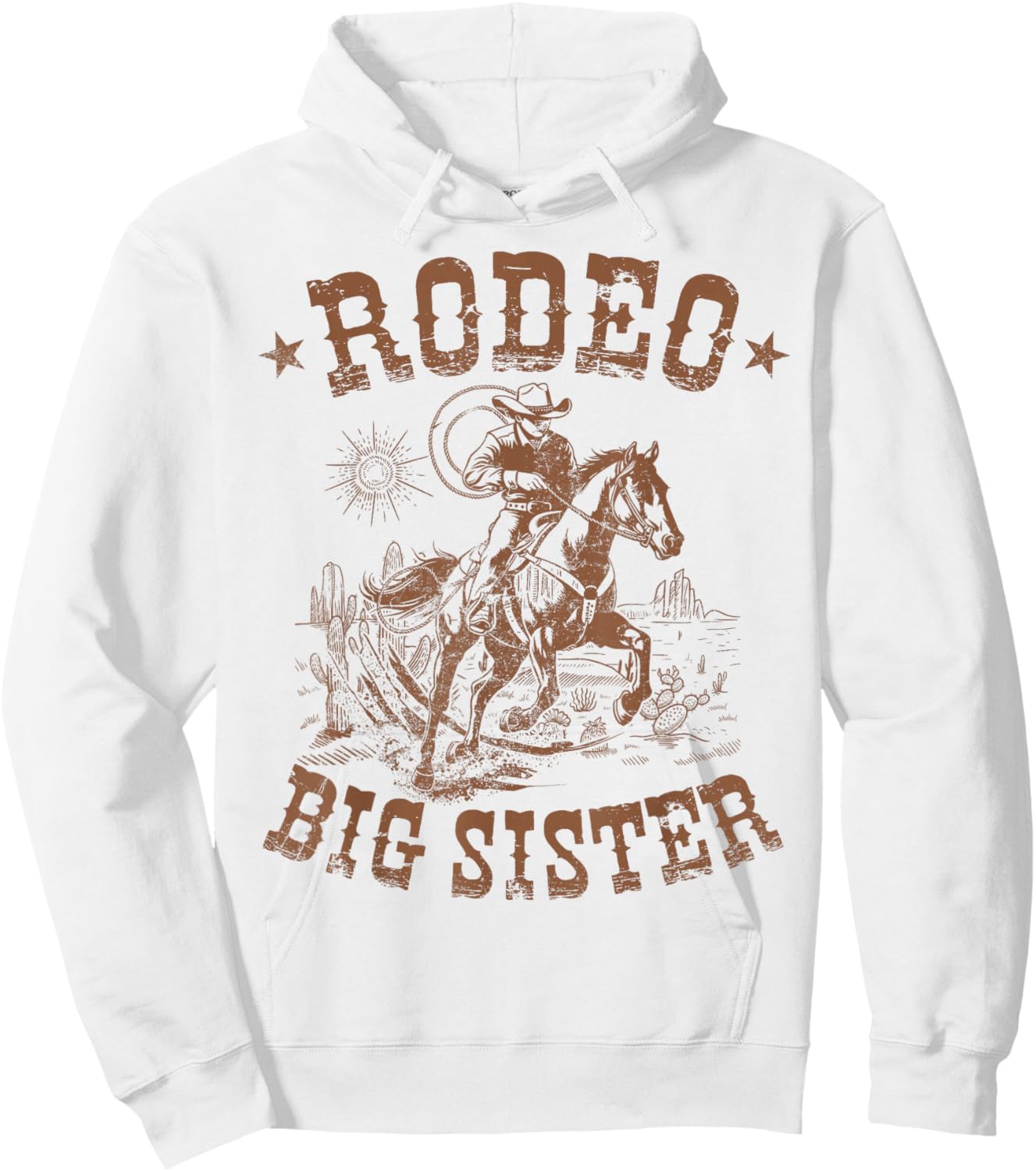 Rodeo Big Sister Western Cowboy Birthday Family Matching Hoodie - Hoodie | White