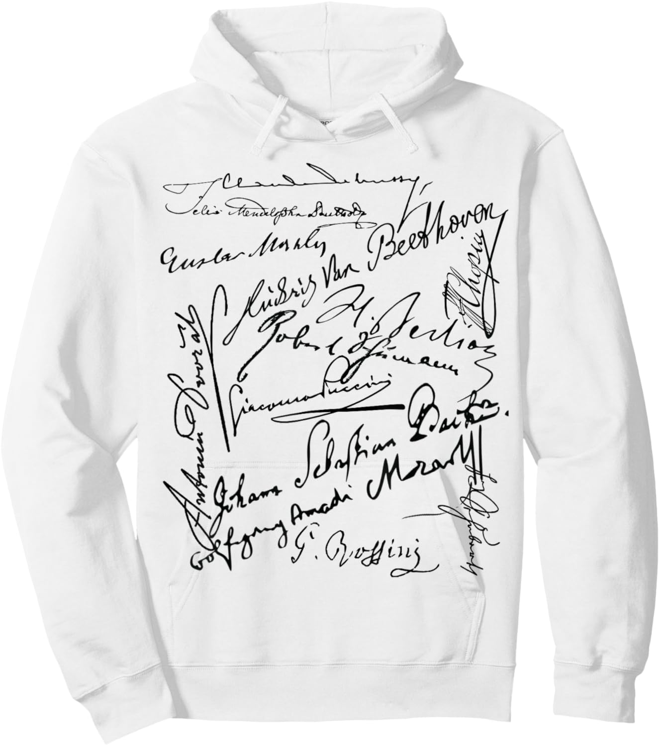 Composer signatures Bach Beethoven Mahler Mozart Rossini Hoodie - Hoodie | White
