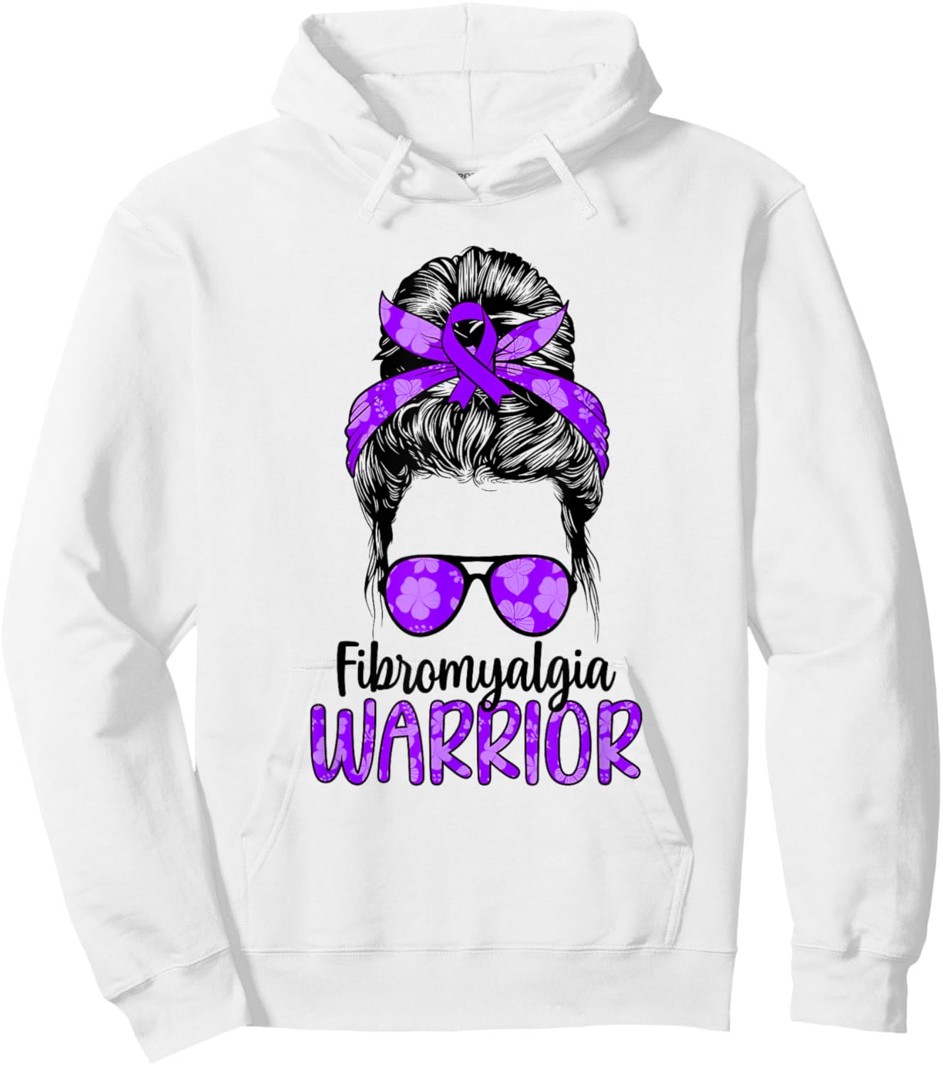 Fibromyalgia Warrior Messy Bun Fibromyalgia Awareness Hoodie - Hoodie | White