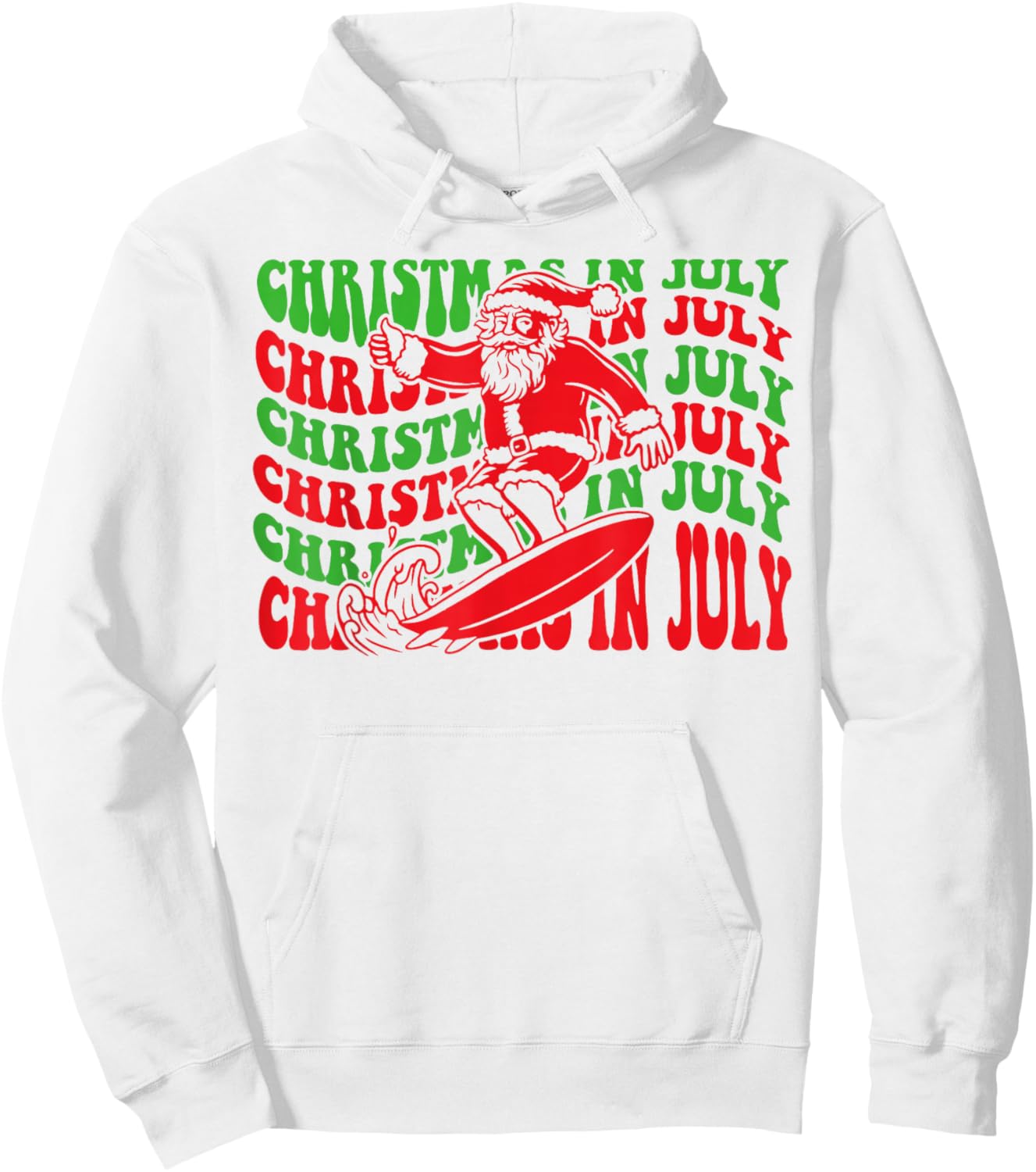Christmas In July Surfing Funny Groovy Surfing Santa Claus Hoodie - Hoodie | White
