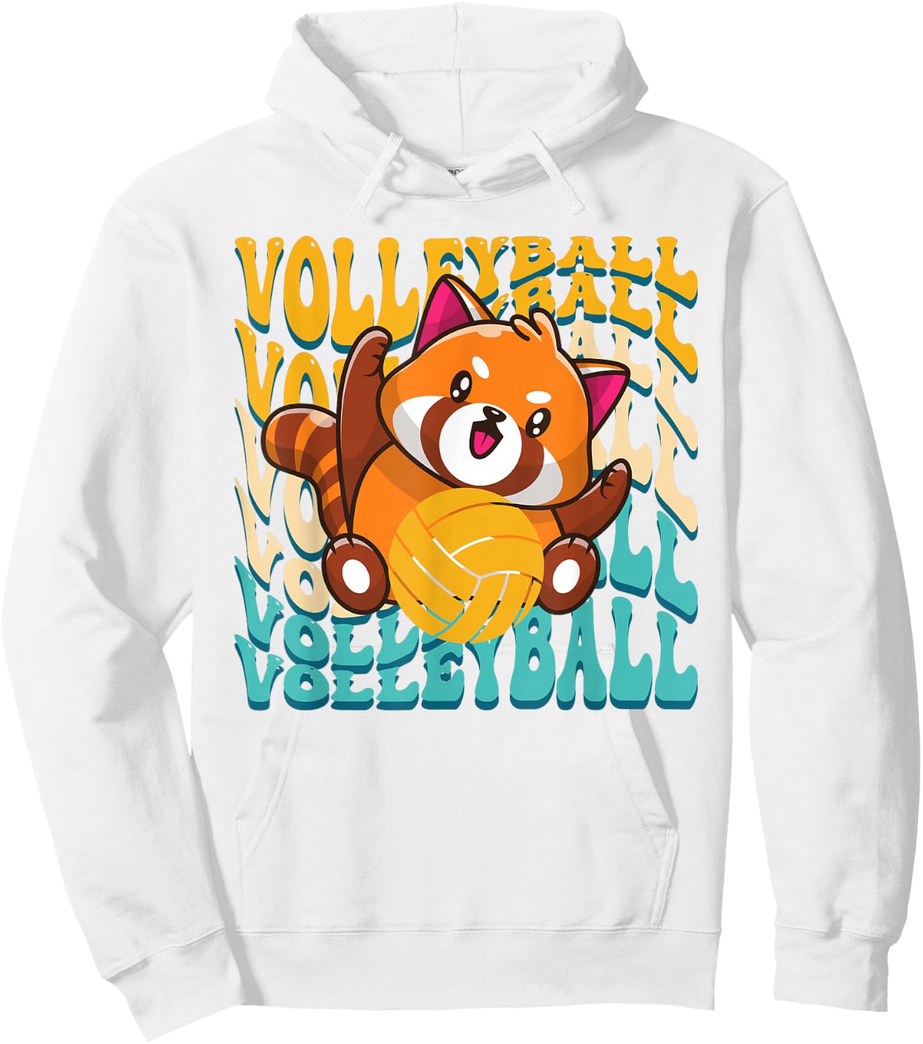 Peace Love Volleyball Player Red Panda Women Teen Girls Hoodie - Hoodie | White