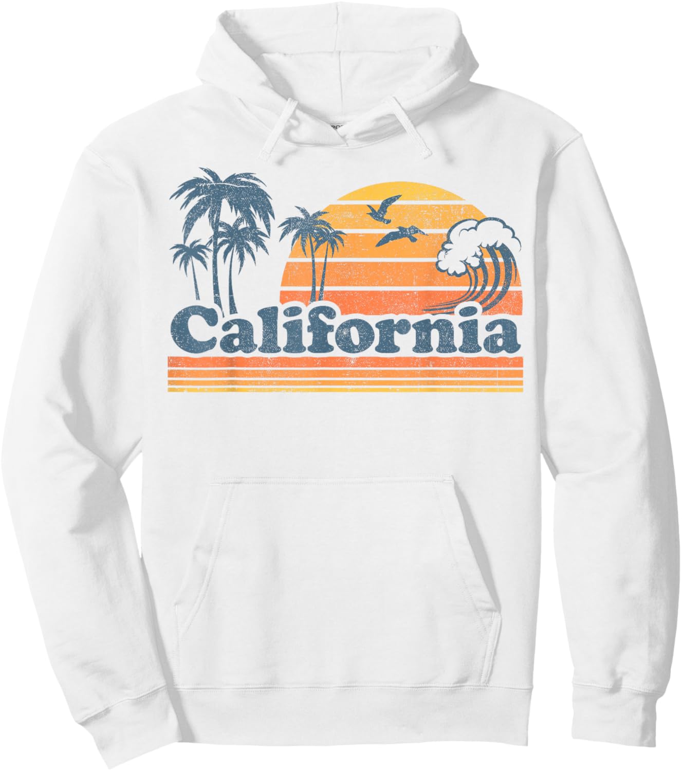 California Vacation Sunset Cute Cali 70s Vintage Retro Beach Hoodie - Hoodie | White