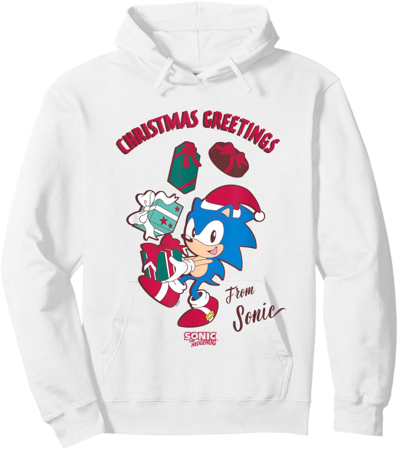 Sonic The Hedgehog Christmas Greetings From Sonic Retro Hoodie - Hoodie | White