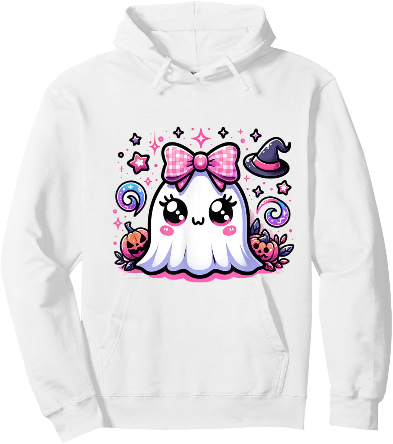 Halloween coquette pink bows and cute boojee ghost girls Hoodie - Hoodie | White