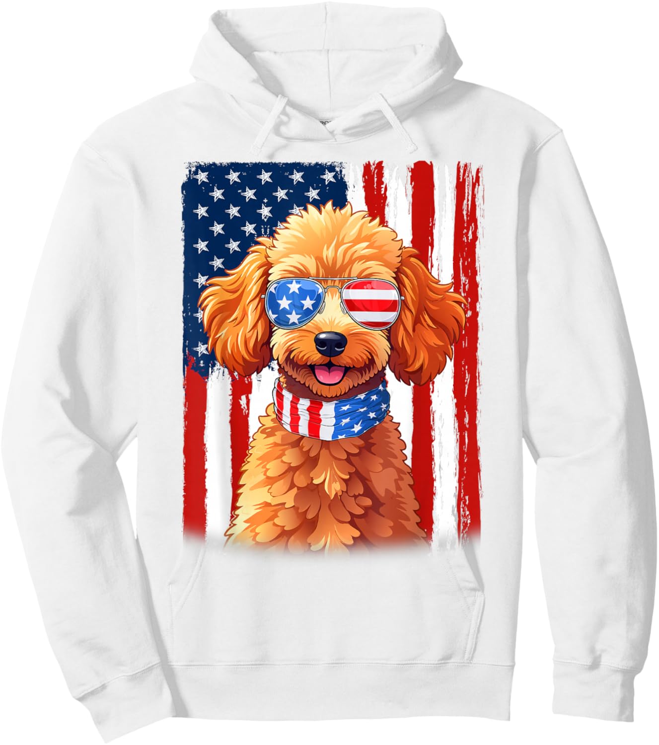 USA America Flag Toy Poodle Dog 4th of July Patriotic Hoodie - Hoodie | White