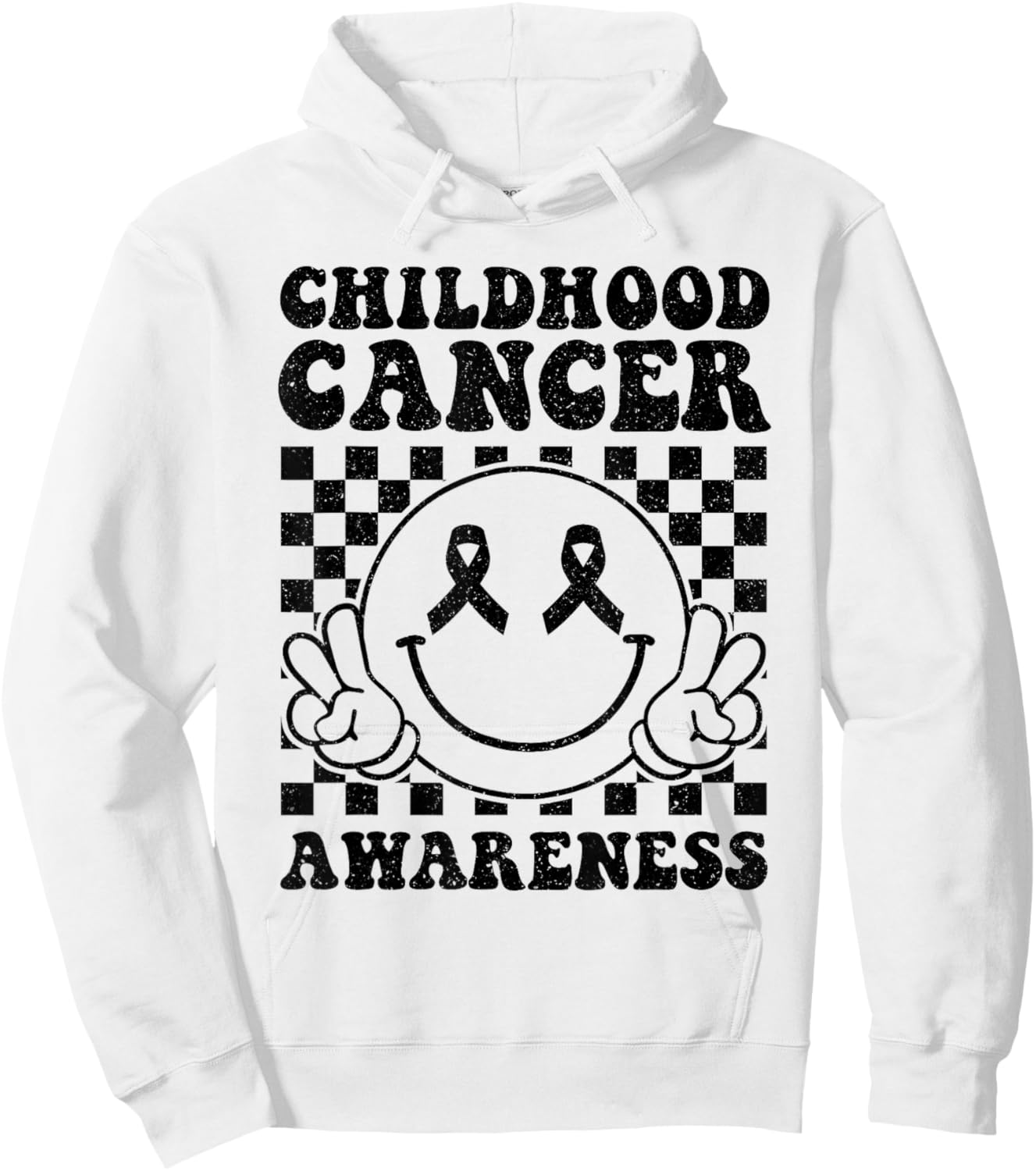 Support Childhood Cancer Awareness Smile Face Gold Ribbon Hoodie - Hoodie | White