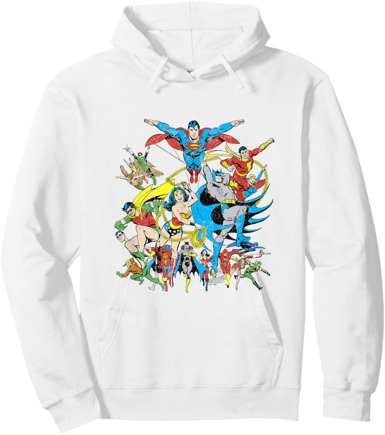 DC Comics Justice League Expanded Roster Vintage Group Shot Hoodie - Hoodie | White