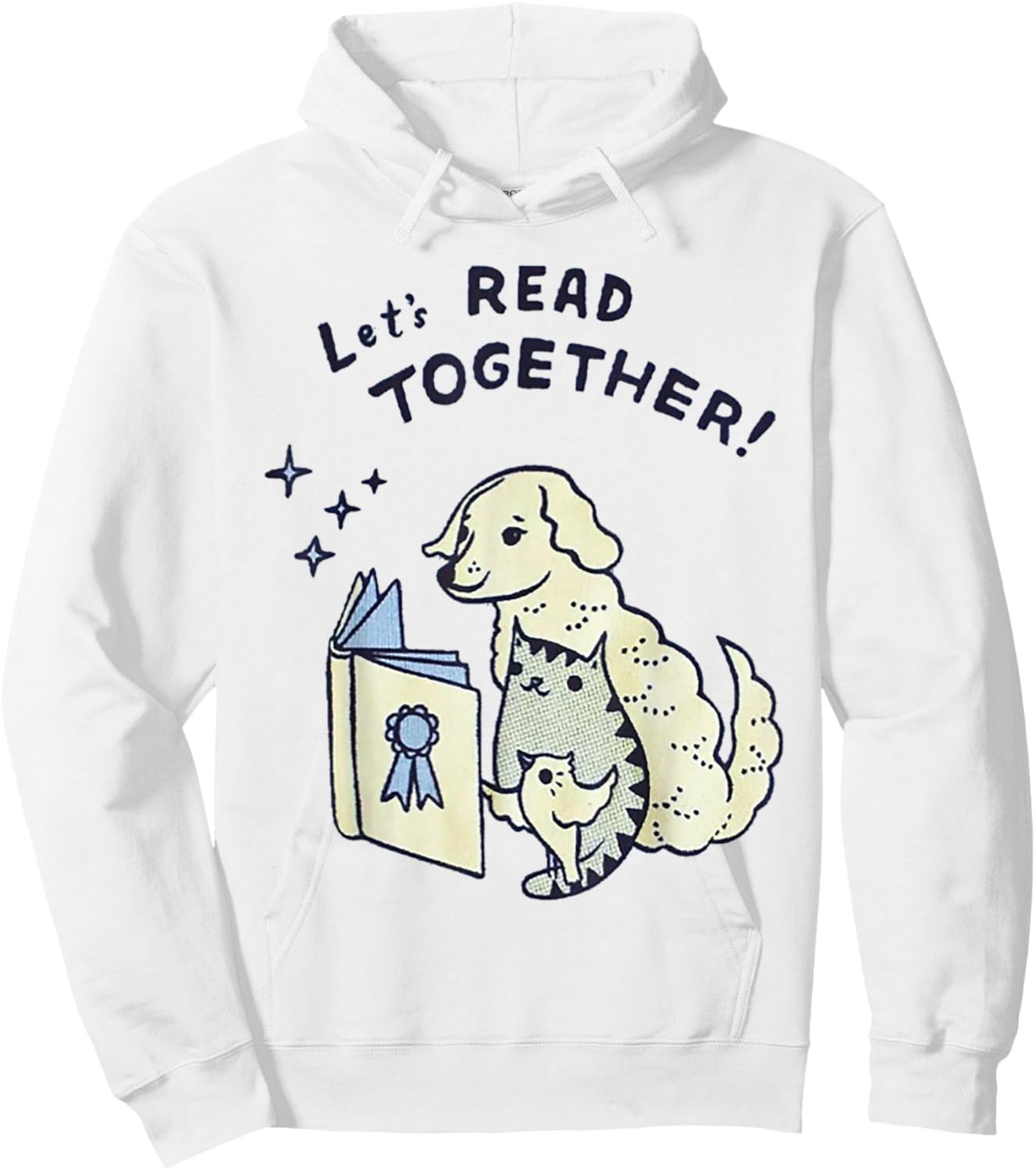 Let's read together Dog Cat Bird Men Women Hoodie - Hoodie | White