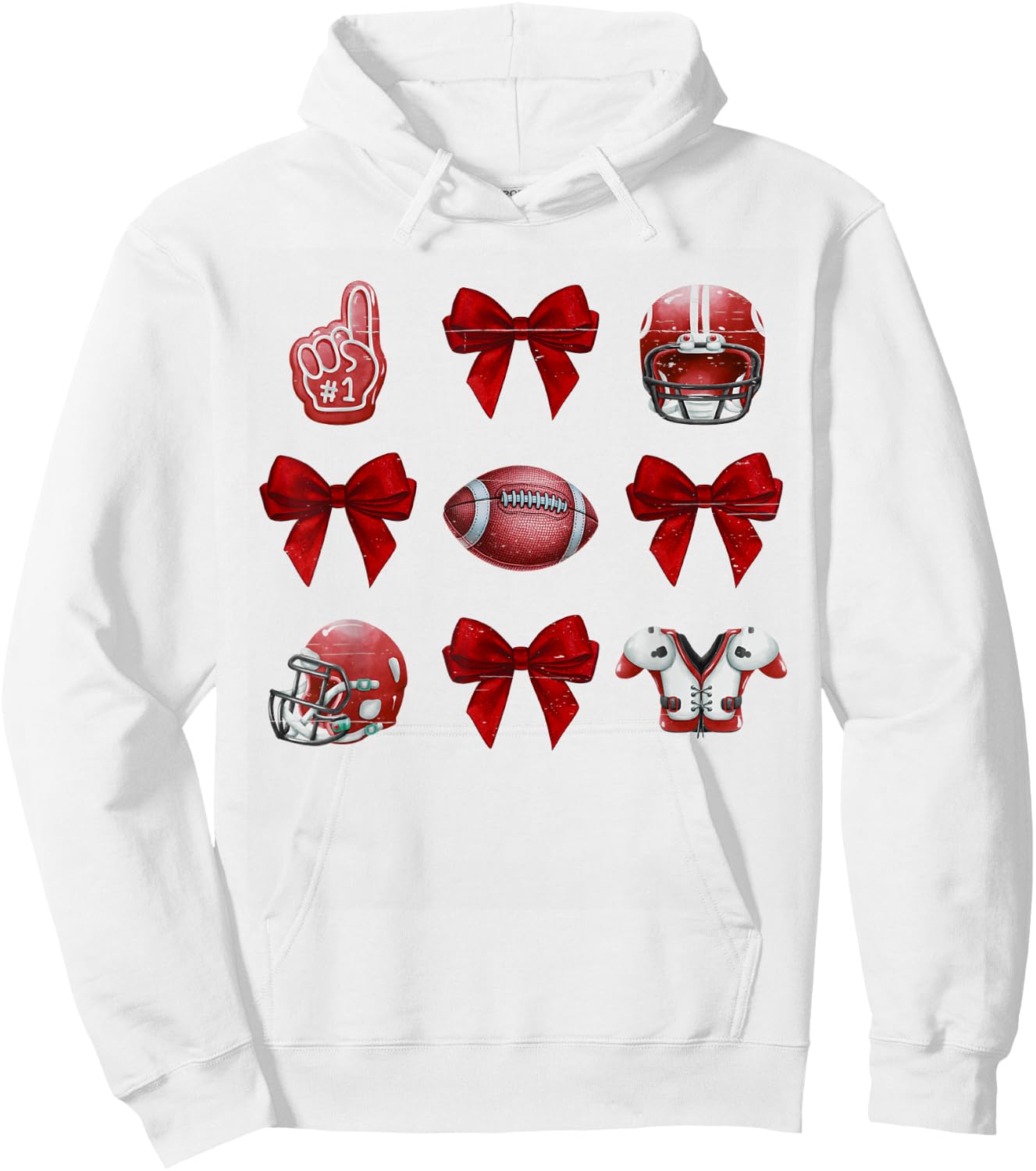 Vintage Coquette Bow Game Day American Football Player Coach Hoodie - Hoodie | White
