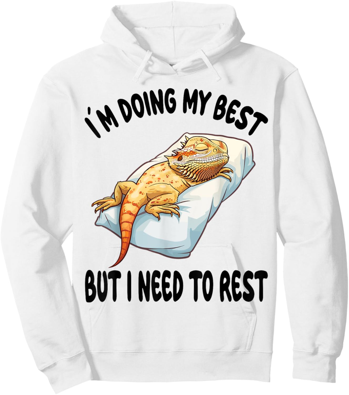 Bearded Dragon Pajamas Nightgown Sleeping Napping Hoodie - Hoodie | White