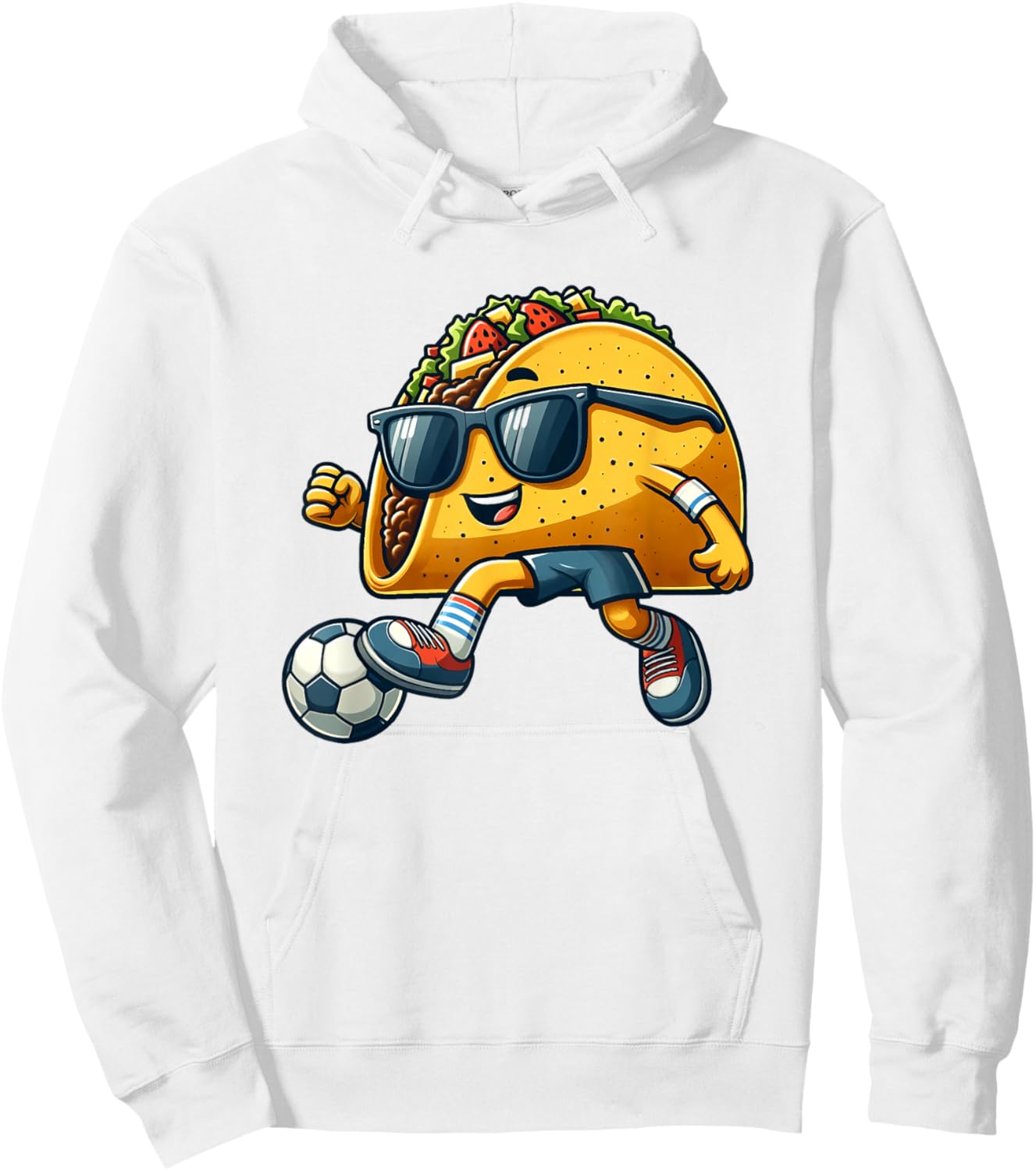 Taco Playing Soccer Mexican Cinco De Mayo Fiesta Kids Men Hoodie - Hoodie | White