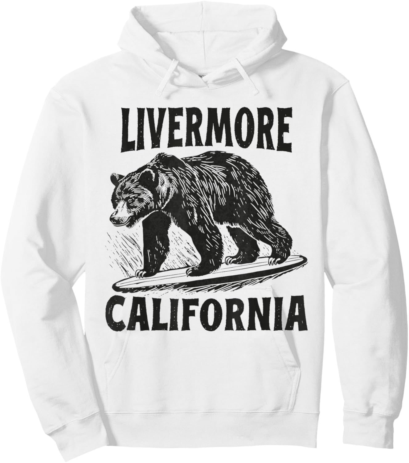 Livermore California CA Retro Surfer Beach Surf Vintage Hoodie - Hoodie | White