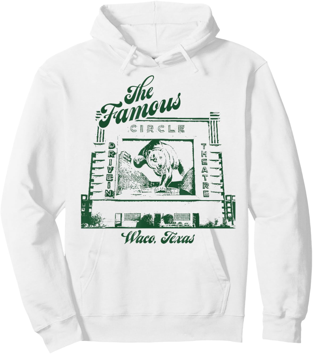Vintage Circle Drive-In Movie Theater Outdoor Waco Texas Hoodie - Hoodie | White