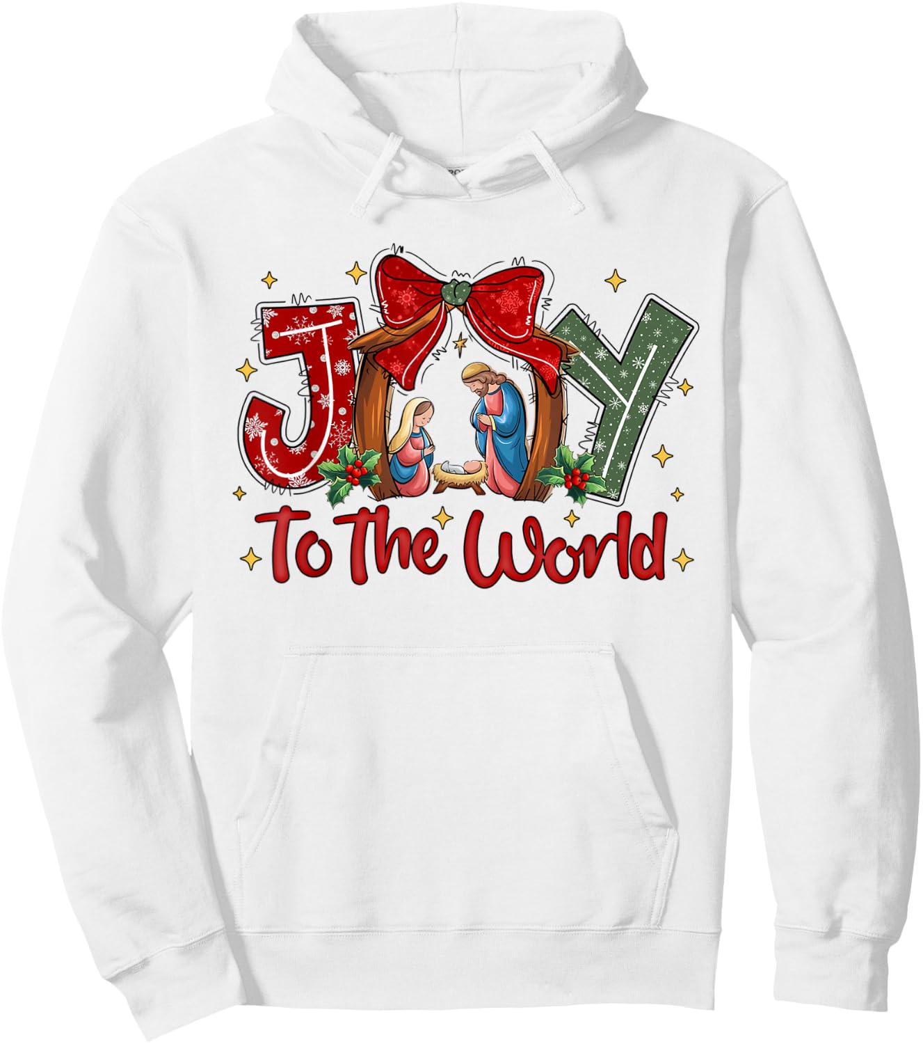 Joy To The World Christian Christmas Coquette Oh Holy Night Hoodie - Hoodie | White