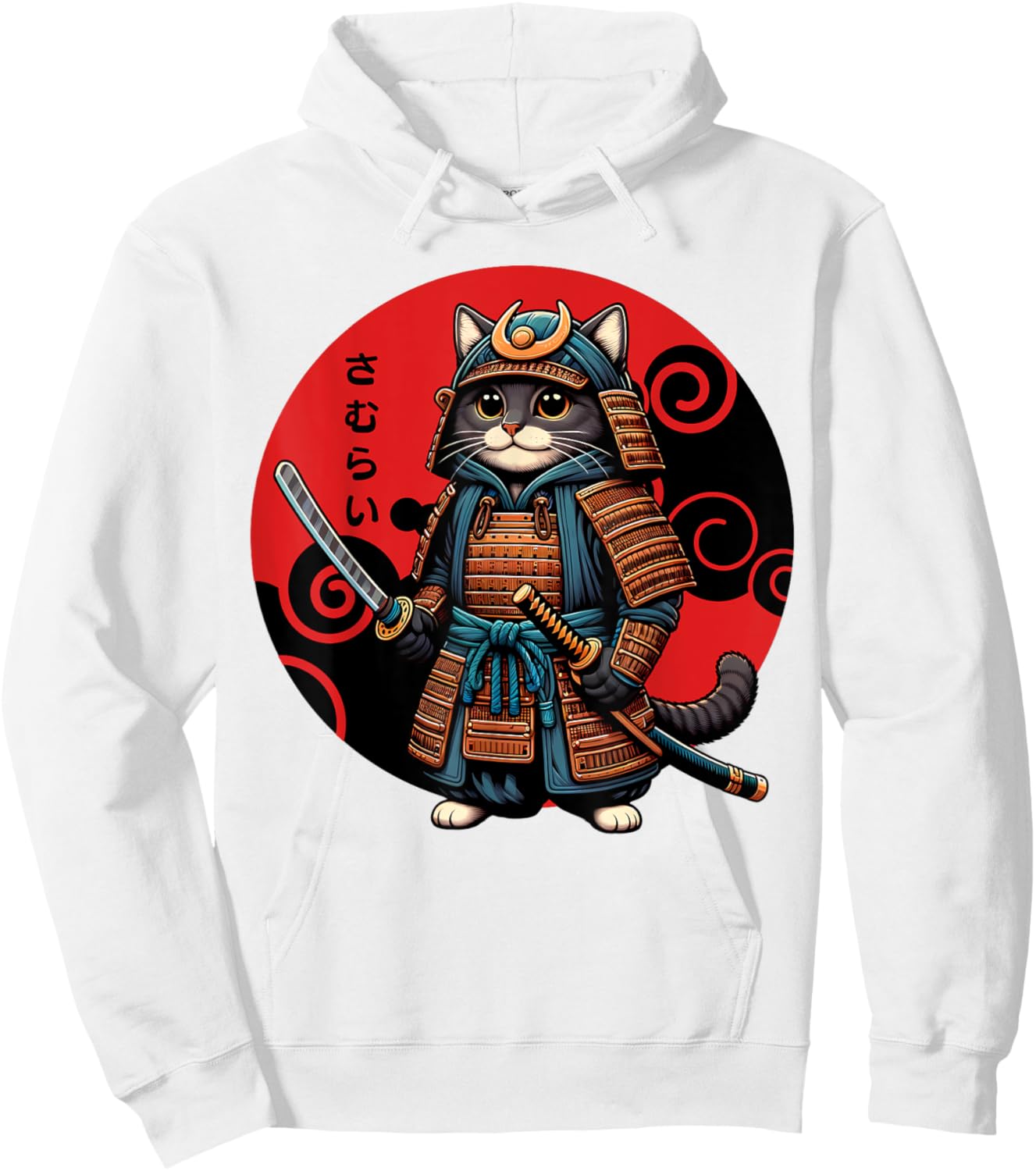 Funny Cute Samurai Cat Japanese Parody Katana Fighter Anime Women Kids Hoodie - Hoodie | White