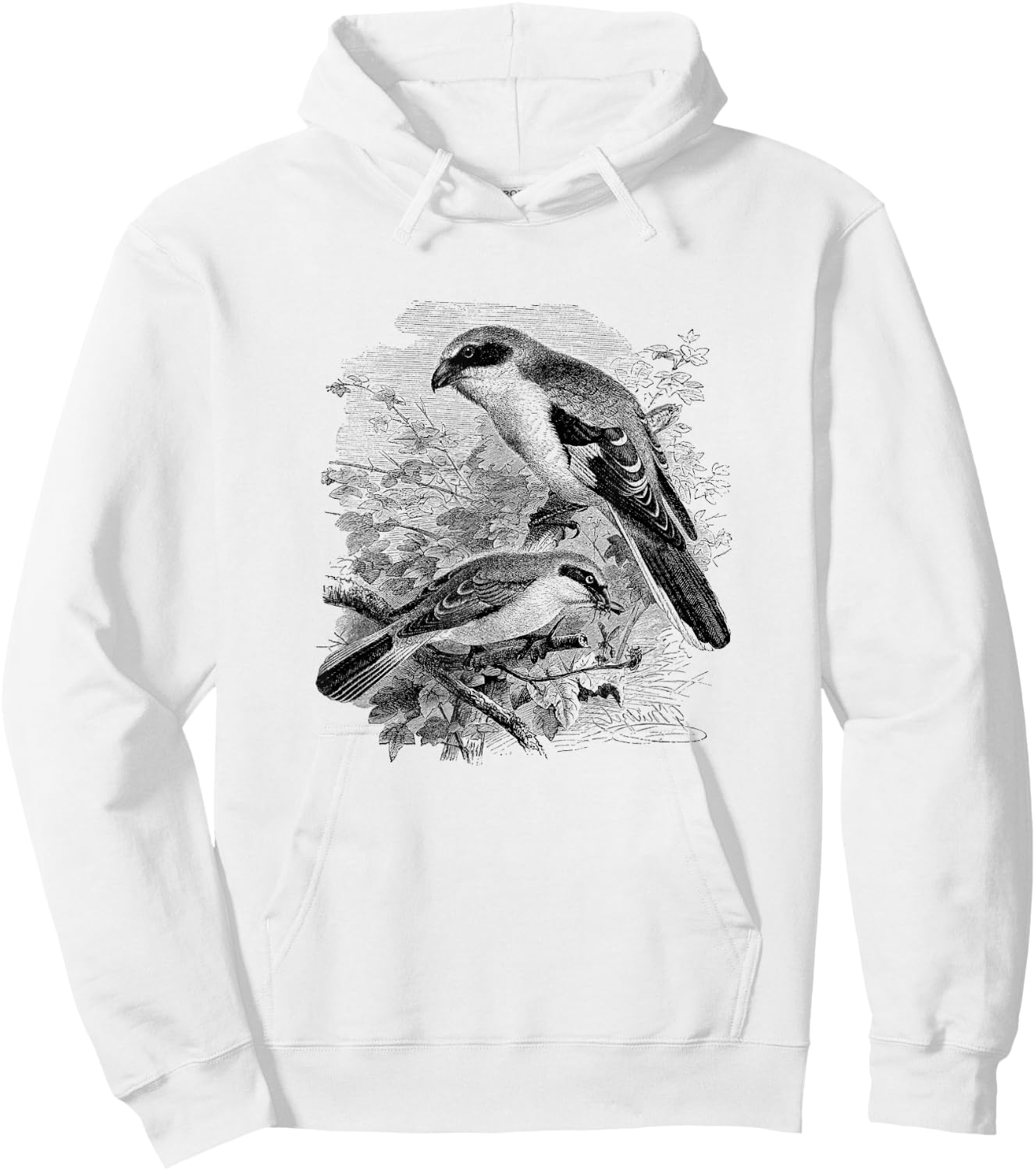 Shrike Bird Print Hoodie - Hoodie | White