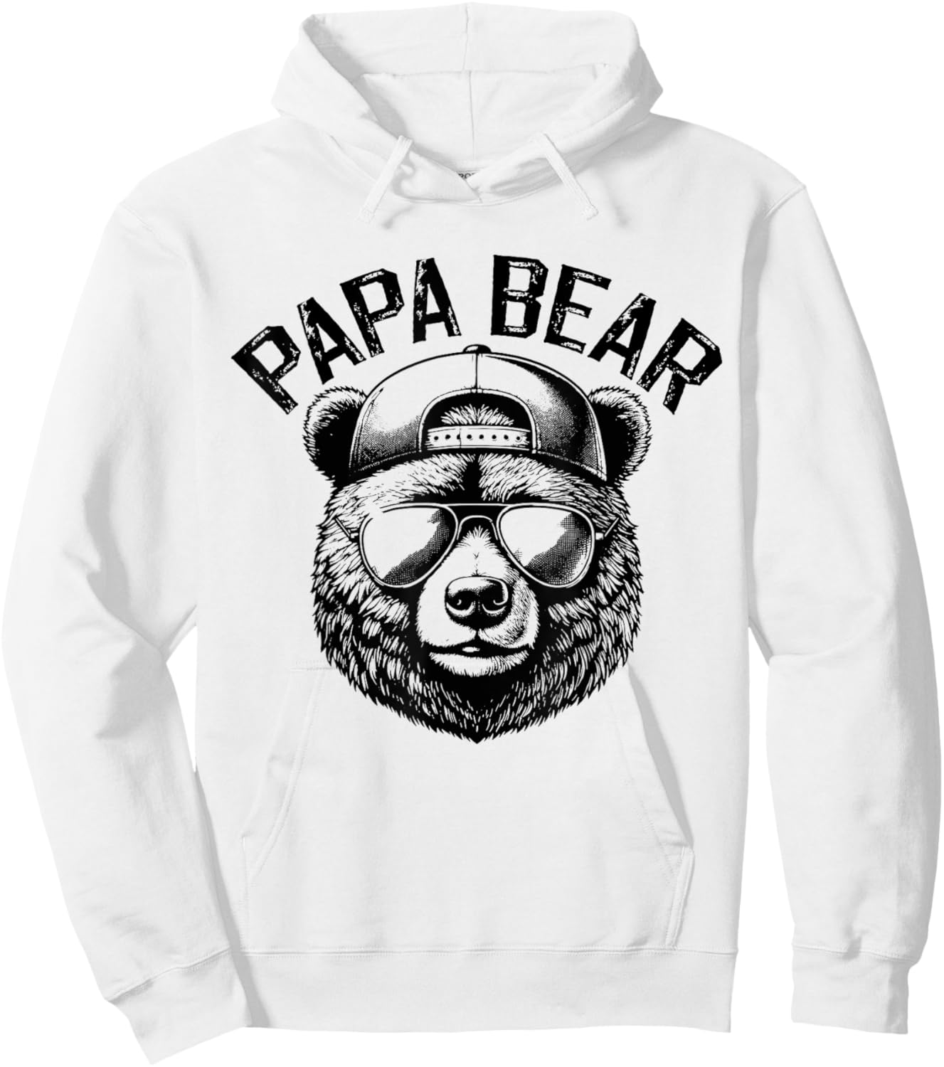 Papa Bear Face Grizzly Fathers Day Bear Lover Hoodie - Hoodie | White