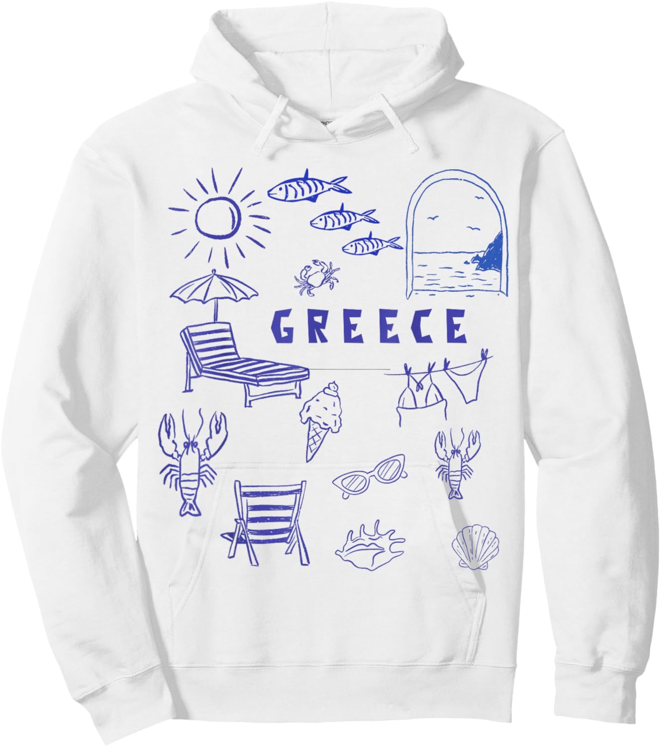 Greek Souvenir Kids Famous Icons from Greece Boys Girls Hoodie - Hoodie | White
