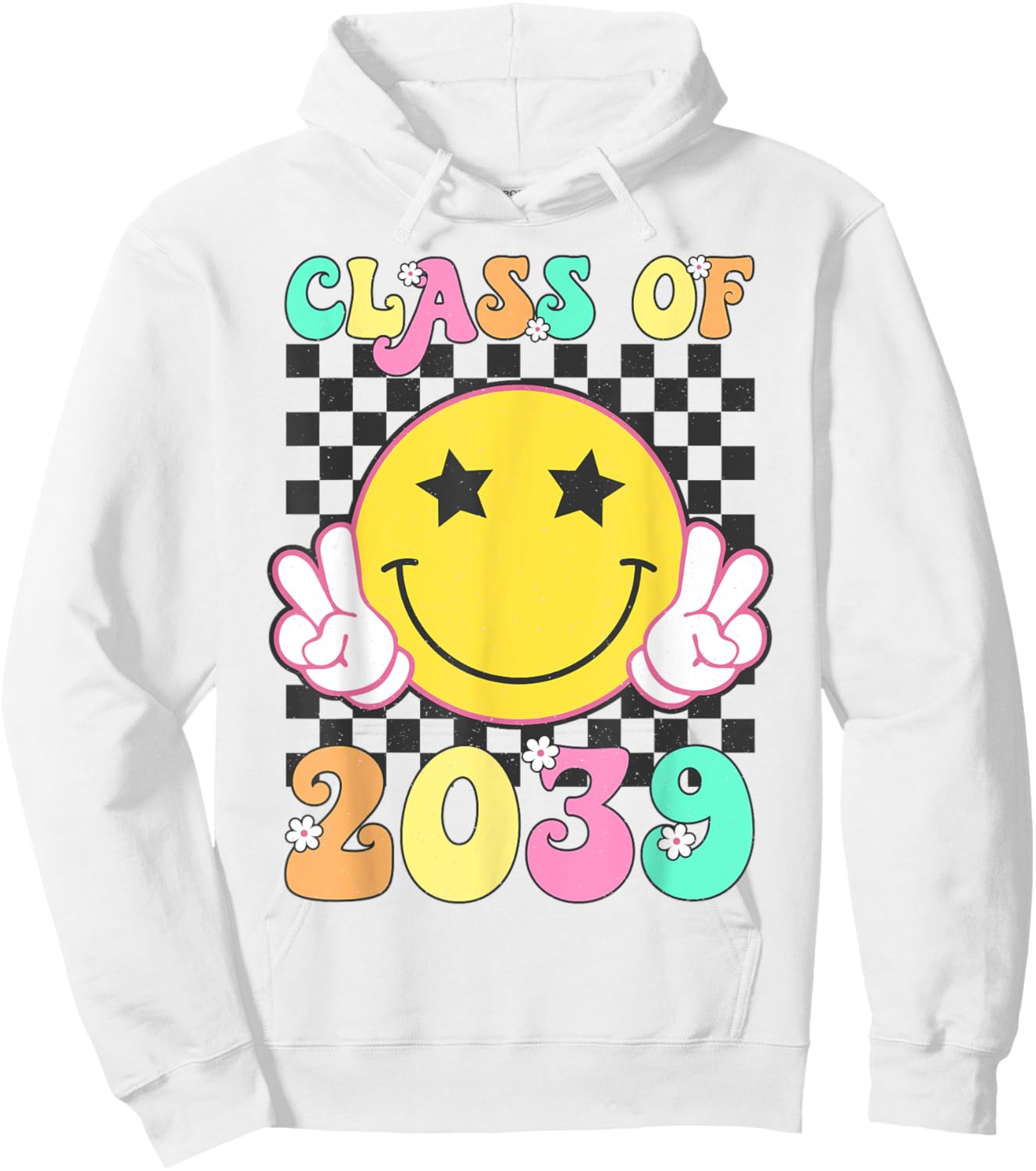 Retro Class of 2039 Grow With Me Back to School Kindergarten Hoodie - Hoodie | White