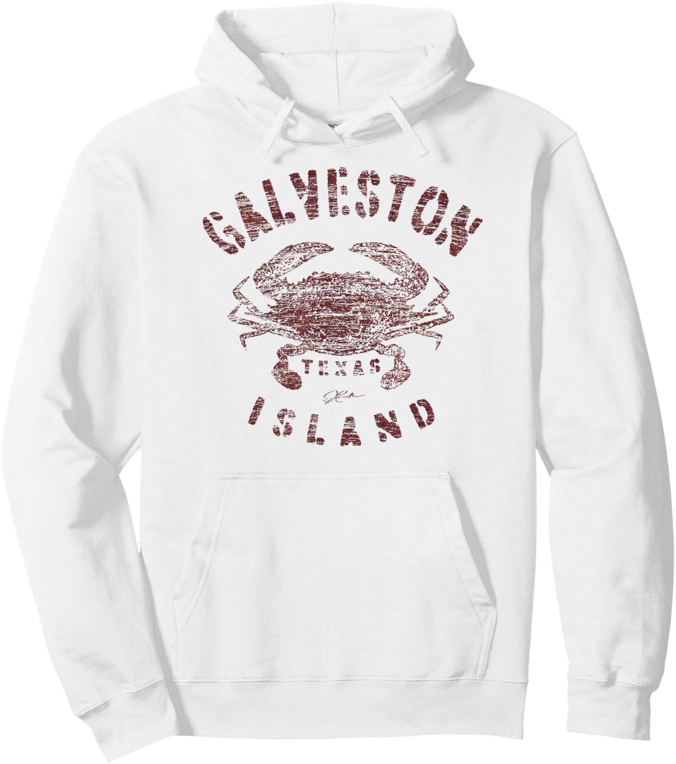 JCombs: Galveston Island, TX, Blue Crab (Distressed) Hoodie - Hoodie | White