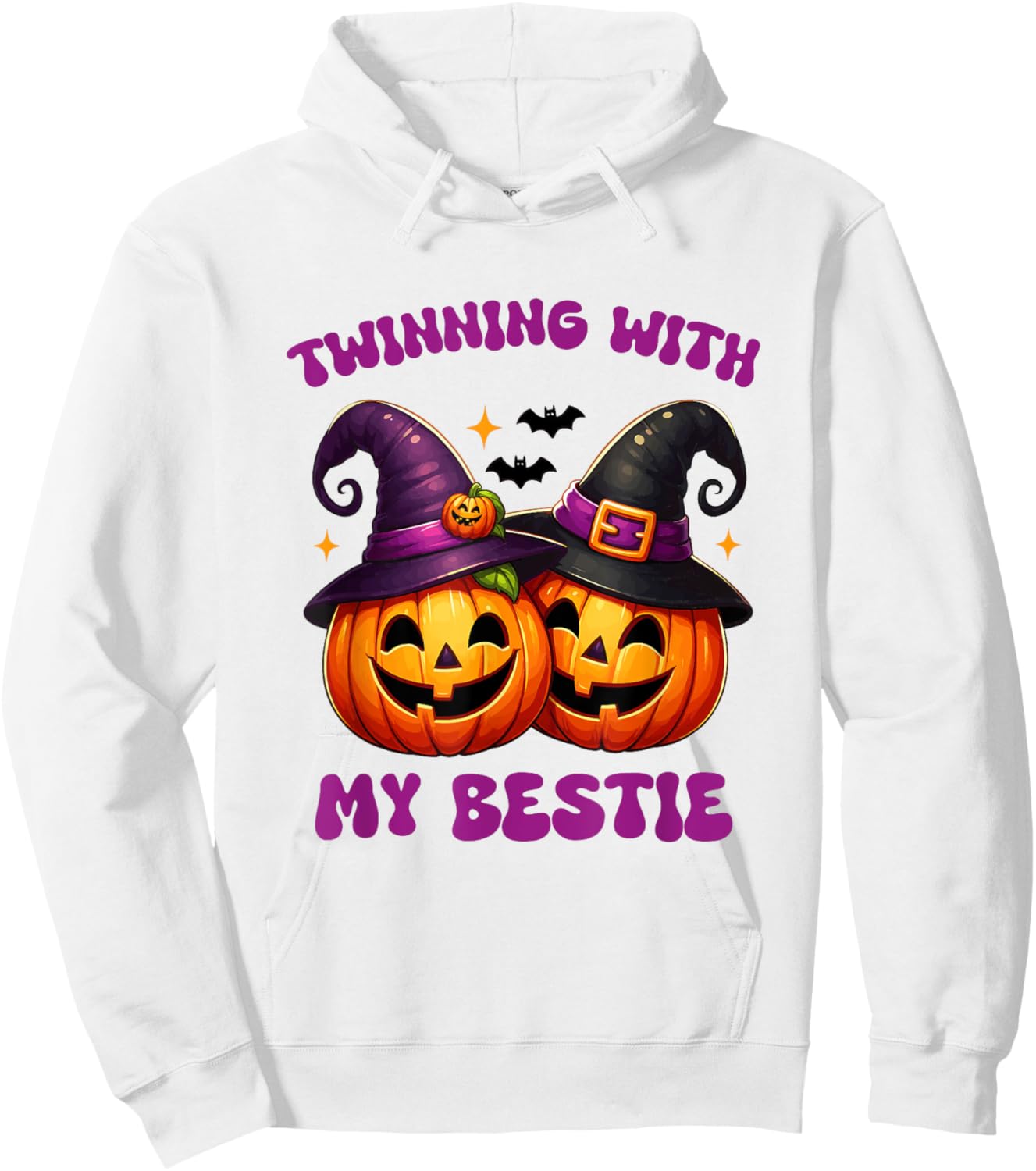 Twinning With My Bestie Halloween Pumpkin And Men Hoodie - Hoodie | White