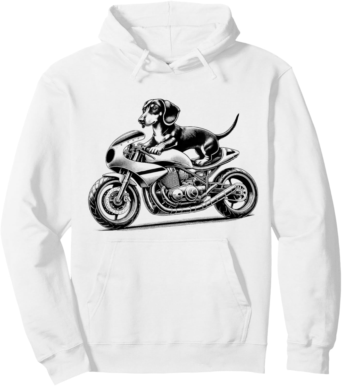 Cool Dachshund Riding a Motorcycle Biker Dog Lover Hoodie - Hoodie | White