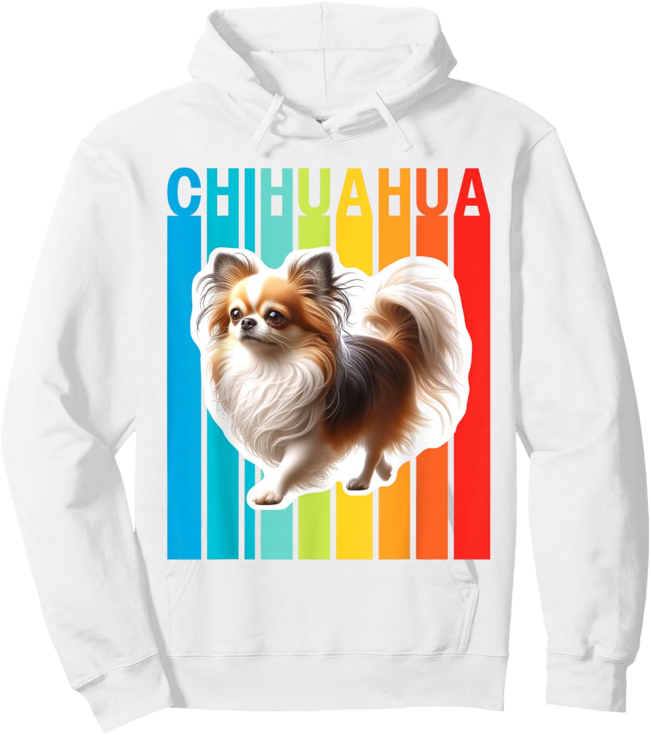 Colorful Long Haired Chihuahua Hoodie - Hoodie | White