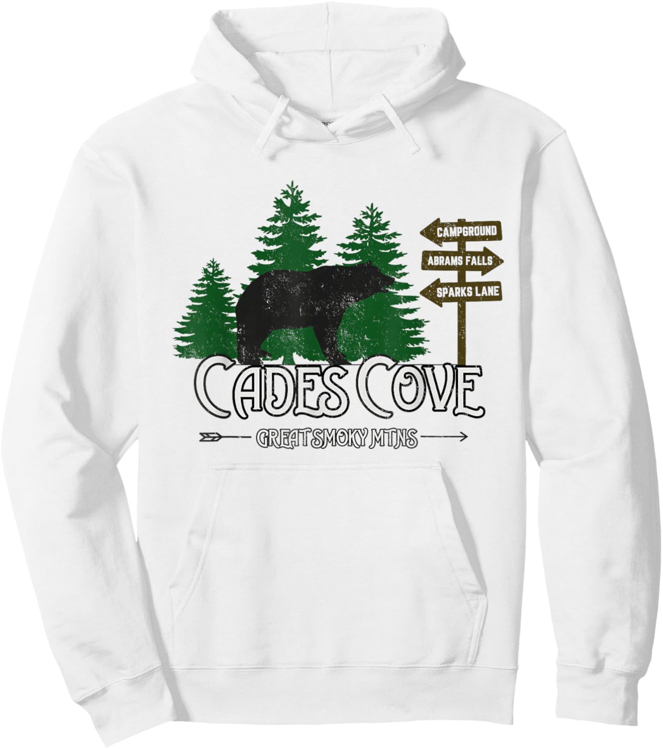 Cades Cove Black Bear Road Sign Hoodie - Hoodie | White