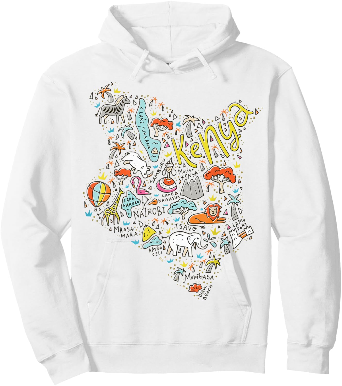 Travel Africa Kenya Map Nairobi Safari Masai Mara Vacation Hoodie - Hoodie | White