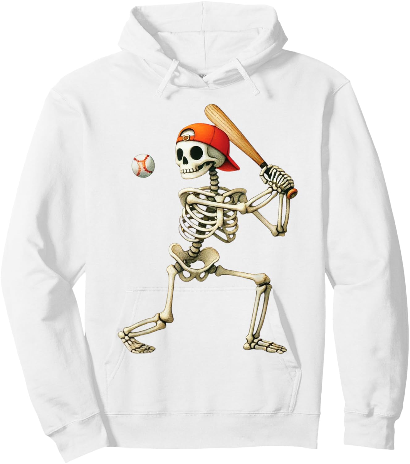 Skeleton Baseball Halloween Costume Funny Men Boys Kids Hoodie - Hoodie | White