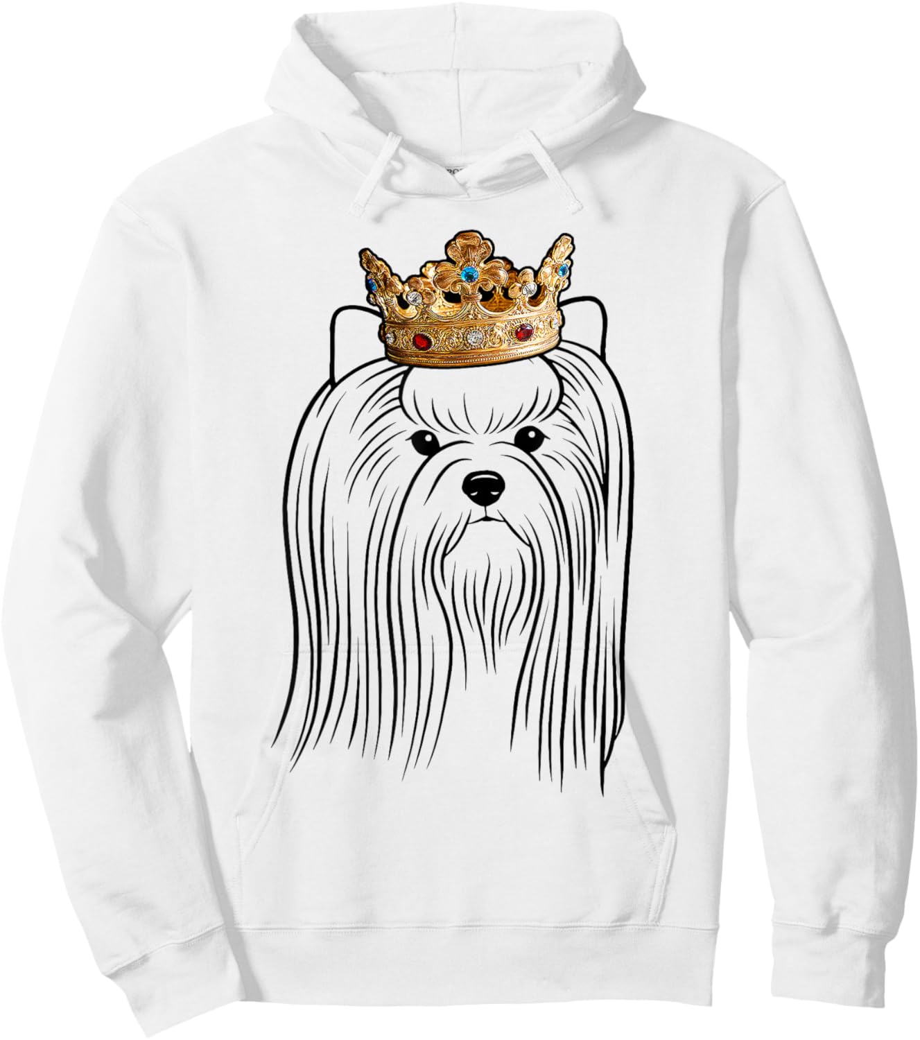 Biewer Terrier Dog Wearing Crown Men Women Girls Kids Hoodie - Hoodie | White