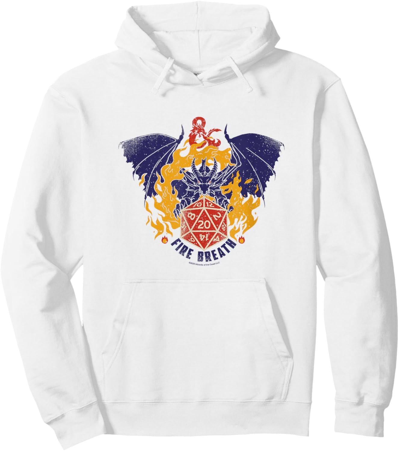 Dungeons & Dragons Fire Breath Dragon Flames Dice Logo Hoodie - Hoodie | White