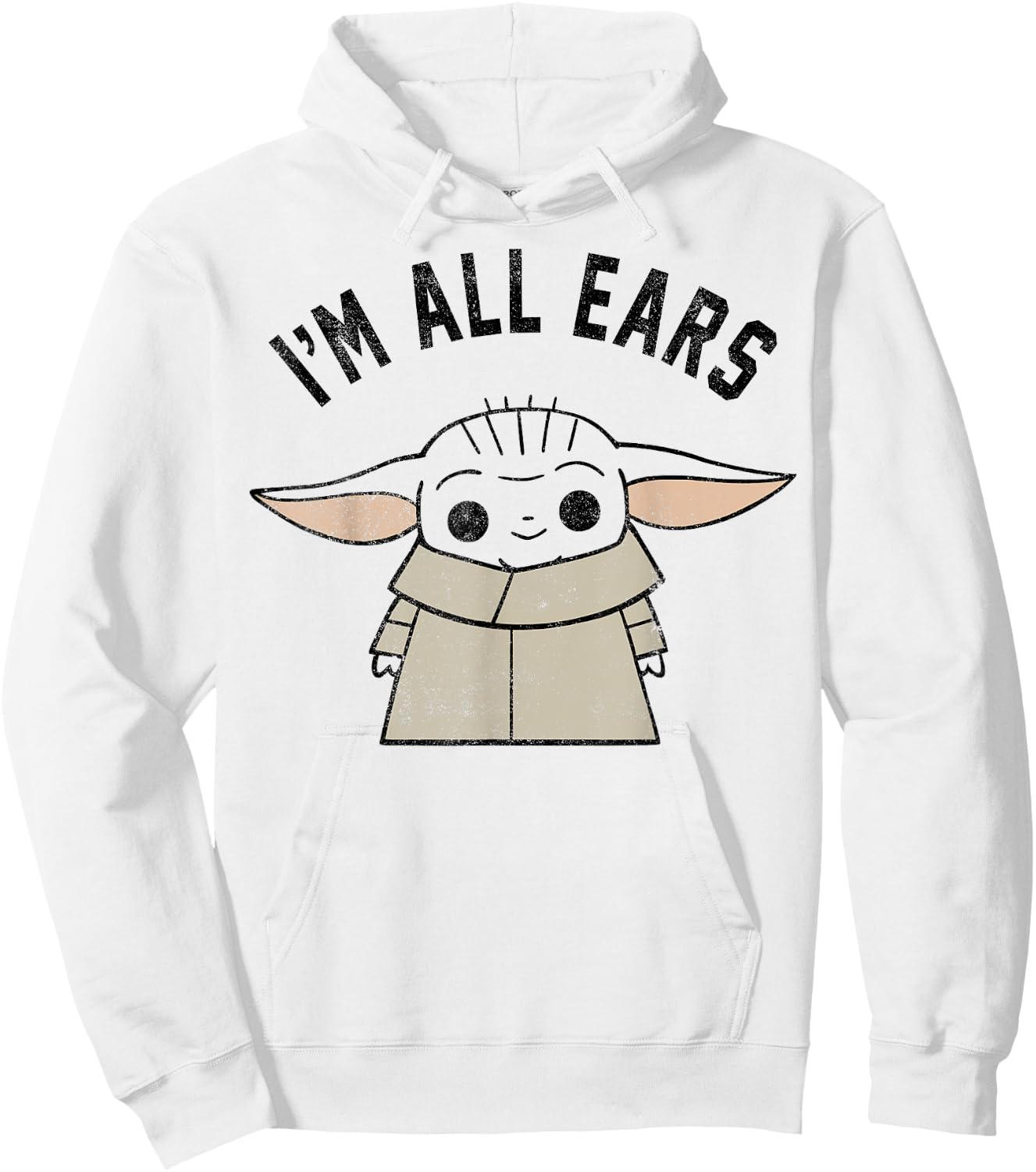 Star Wars The Mandalorian The Child I'm All Ears Outline Hoodie - Hoodie | White