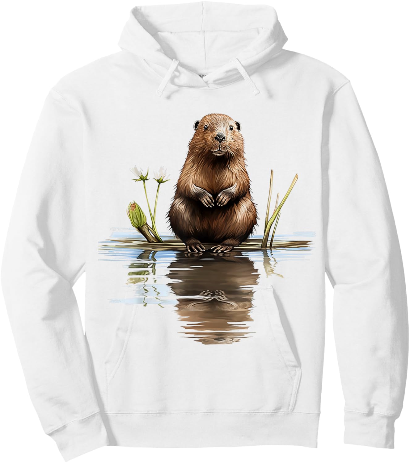 Beaver Lover Animal Art Illustration Graphic Beaver Hoodie - Hoodie | White