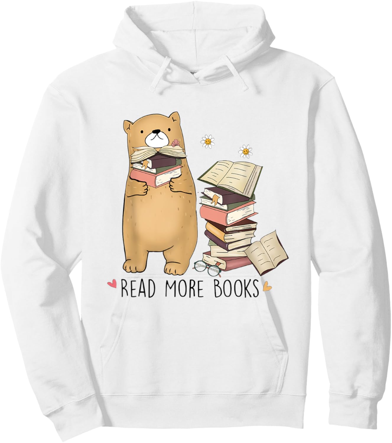 Read More Books Reading Book Lovers Bear Hoodie - Hoodie | White