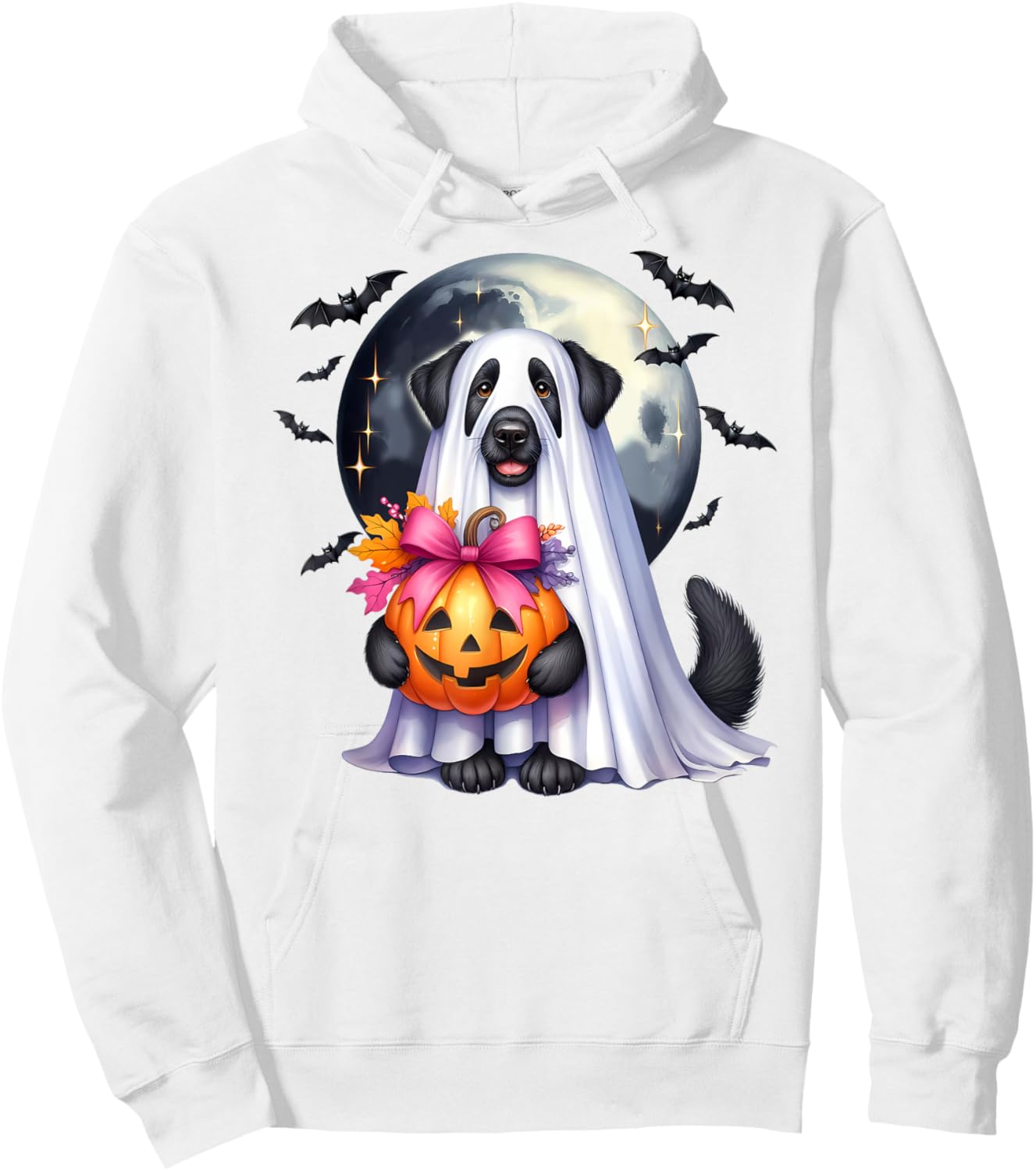 Cute Dog Ghost , Black Lab Ghost, Fall Black Labrador Women Kids Hoodie - Hoodie | White