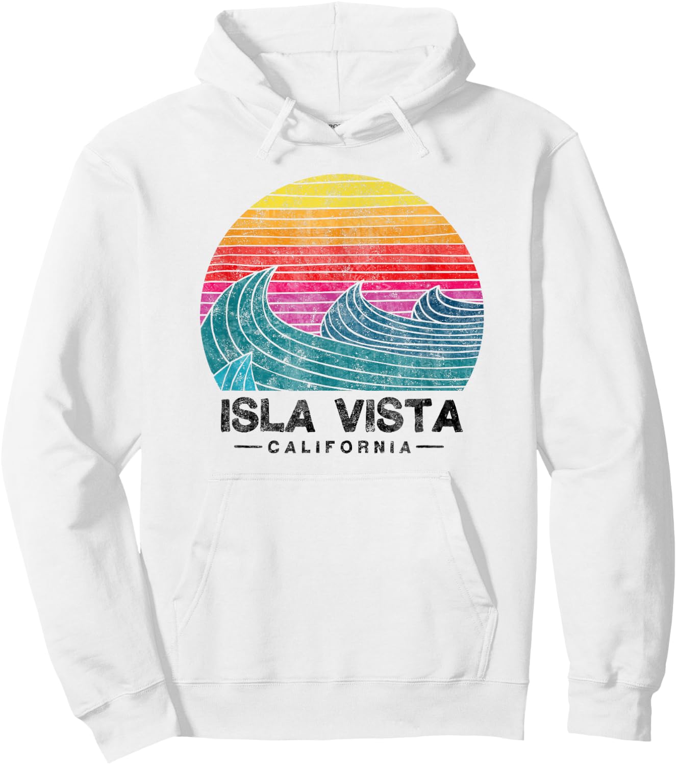 Isla Vista Surfing Waves Beach Retro California Sunset Surf Hoodie - Hoodie | White