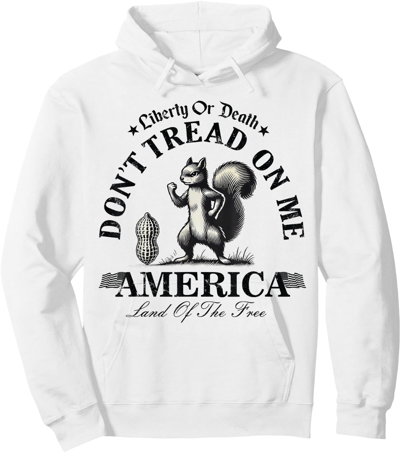 Don't Tread on Me Squirrel Liberty - Justice for Peanut -Adult Blue Small Classic Modern Short Sleeve Hoodie - Hoodie | White