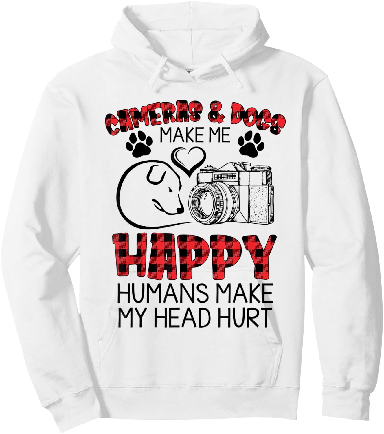 Cameras And Dogs Make Me Happy Funny Photographers Shirt Hoodie - Hoodie | White