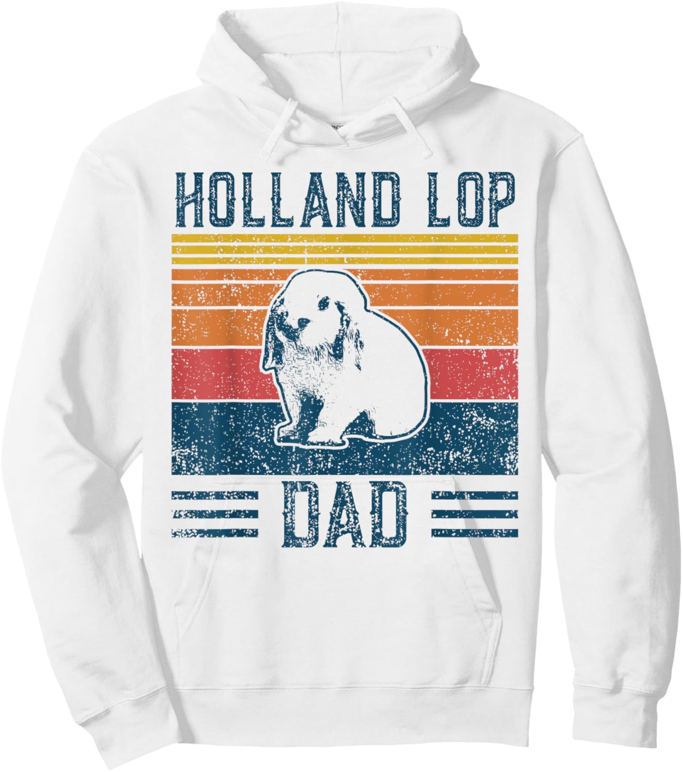 Best Rabbit Dad Men - Vintage Holland Lop Hoodie - Hoodie | White