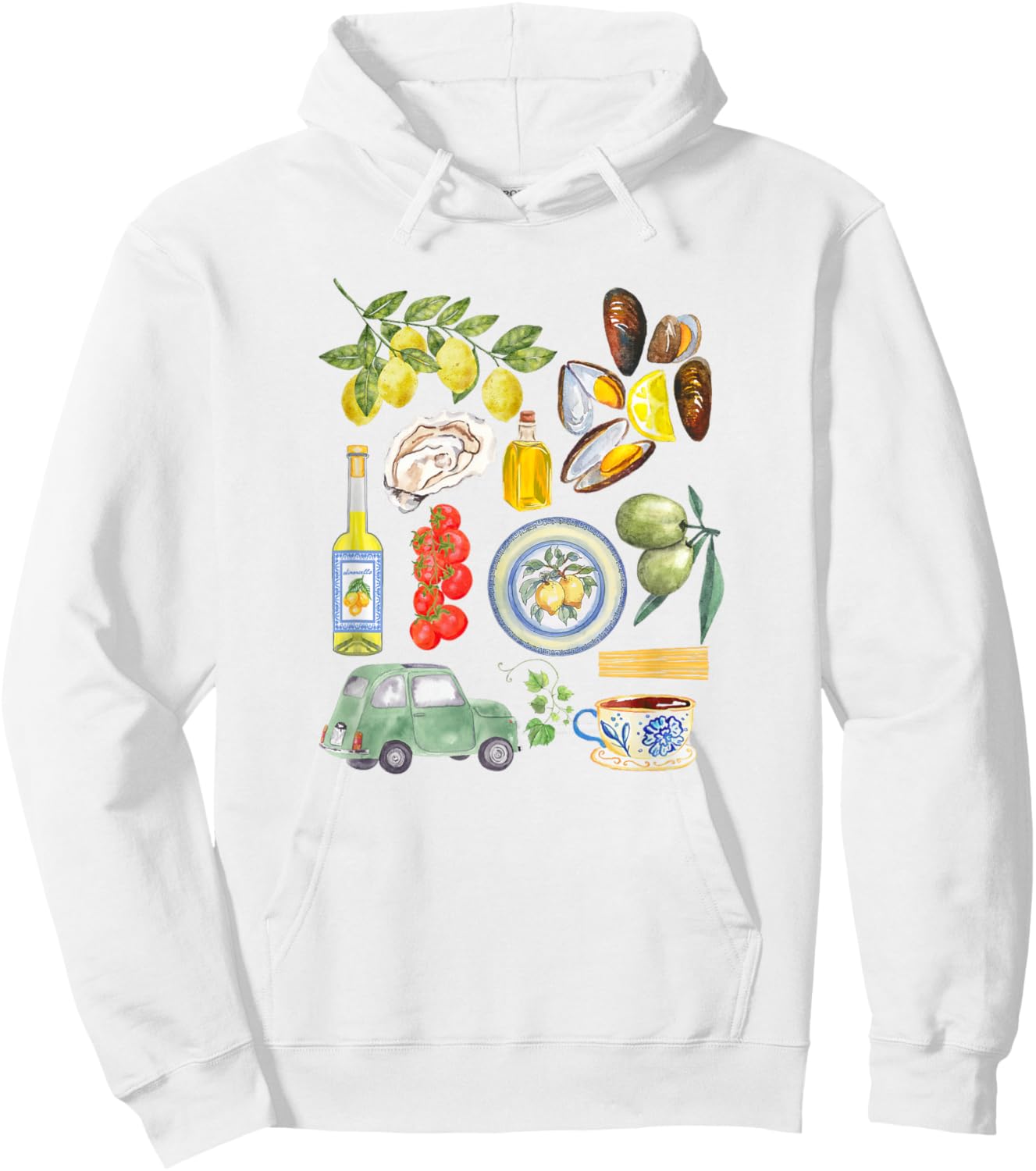 Italian Summer Scrapbook with Limoncello seafood coastal Hoodie - Hoodie | White