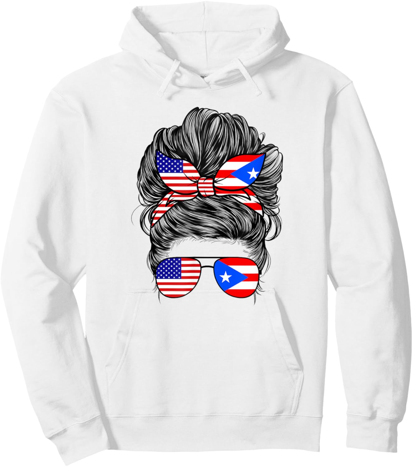 Half American And Puerto Rican Rico Flag Mix Girl Boricua Hoodie - Hoodie | White
