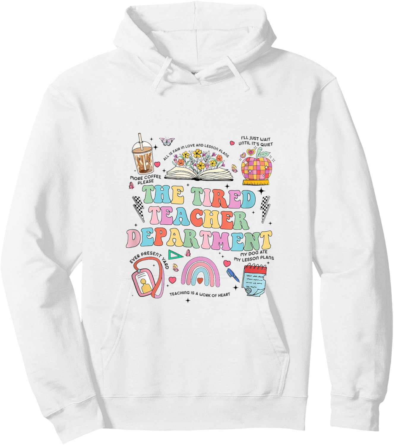 The Tired Teachers Department Retro Groovy Back To School Hoodie - Hoodie | White