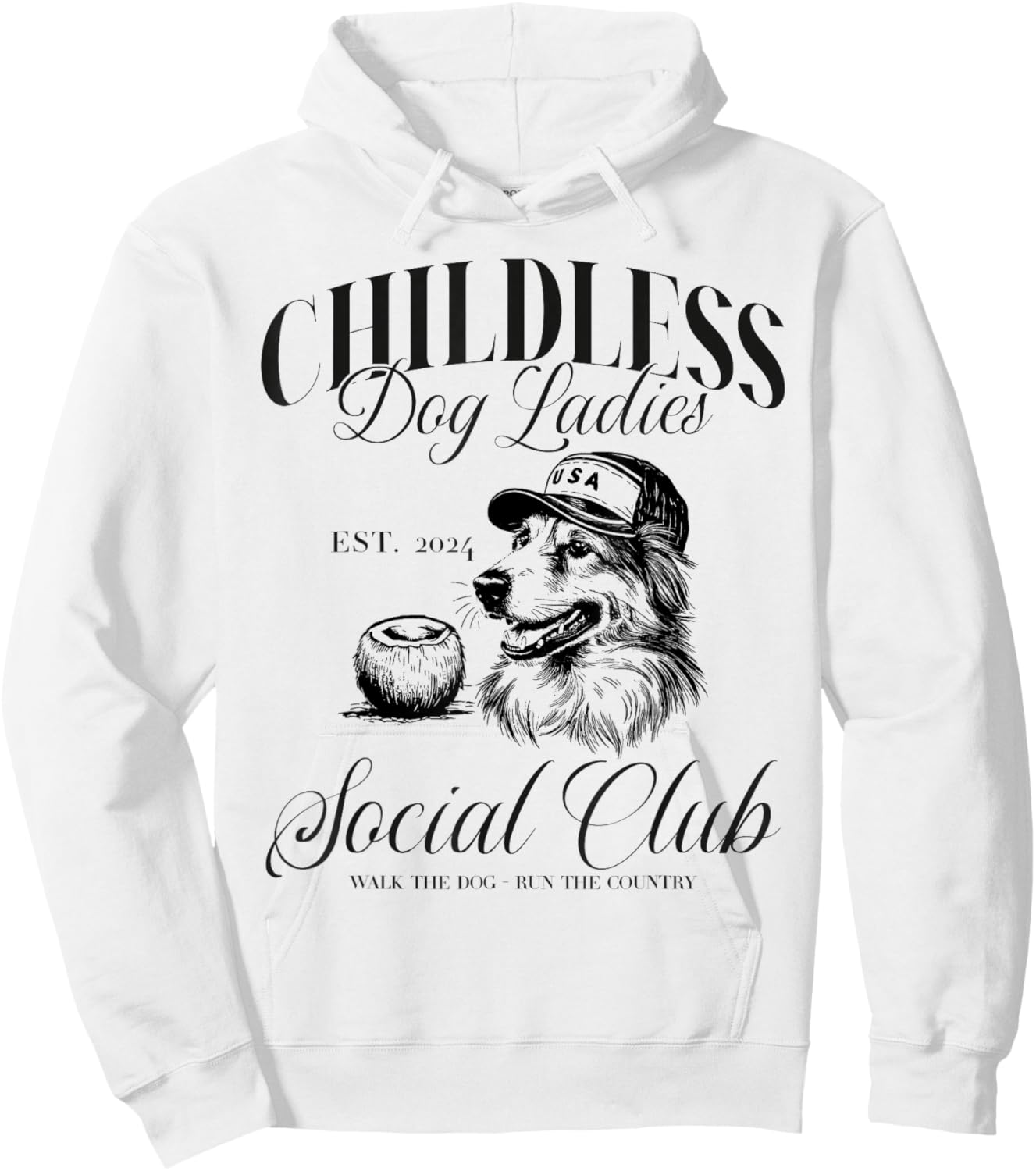 Childless Dog Lady Ladies USA Vintage 2024 Hoodie - Hoodie | White