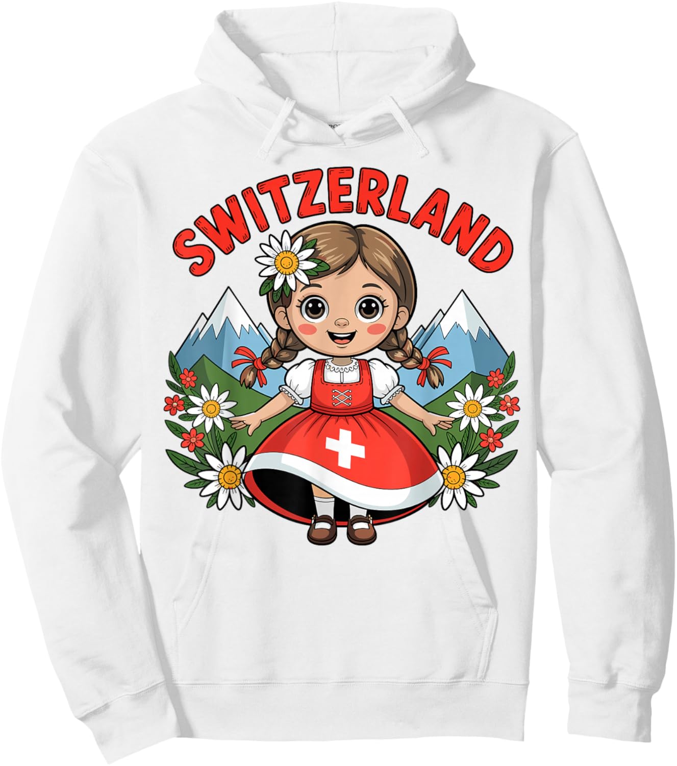 Cute Swiss Girl in Traditional Dress for Kids Hoodie - Hoodie | White