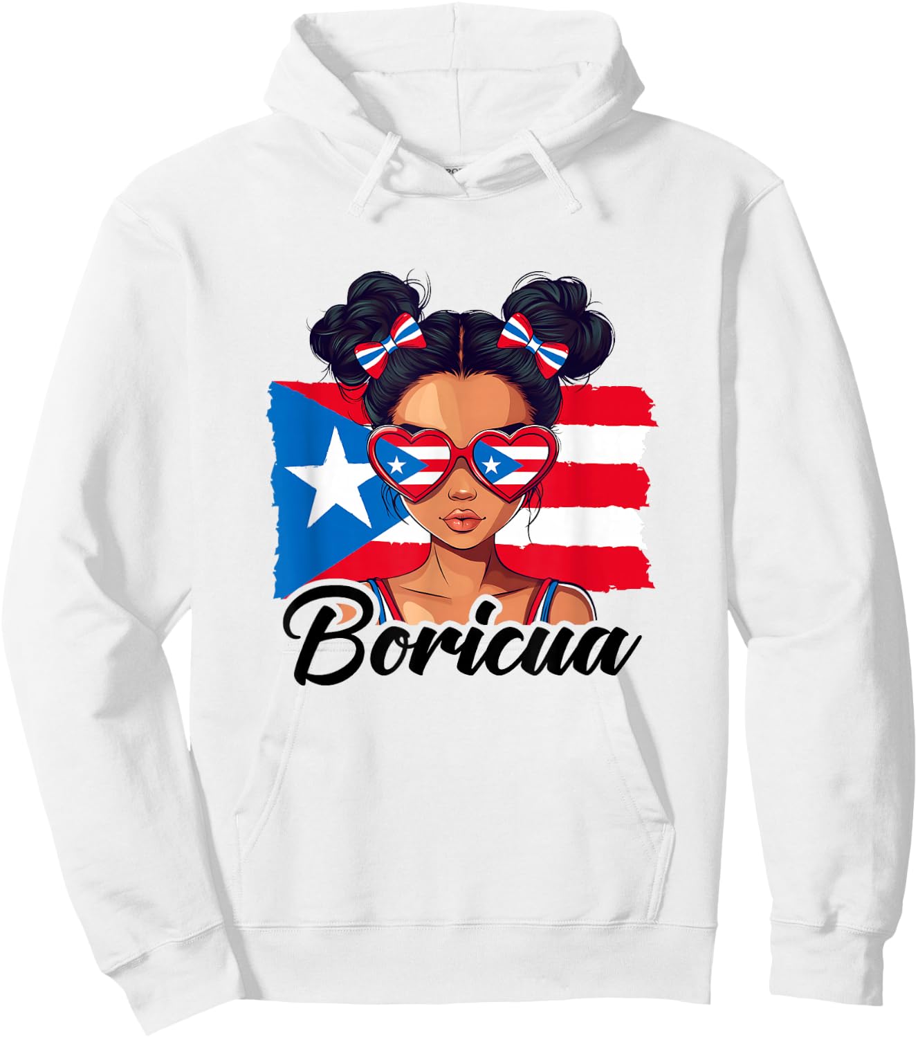 Puerto Rico Hispanic Heritage Messy Bun Puerto Rican Girls Hoodie - Hoodie | White