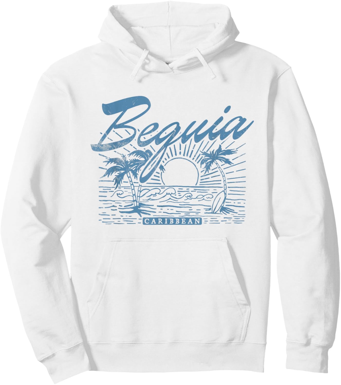 Bequia Caribbean Vintage Distressed Beach Hoodie - Hoodie | White