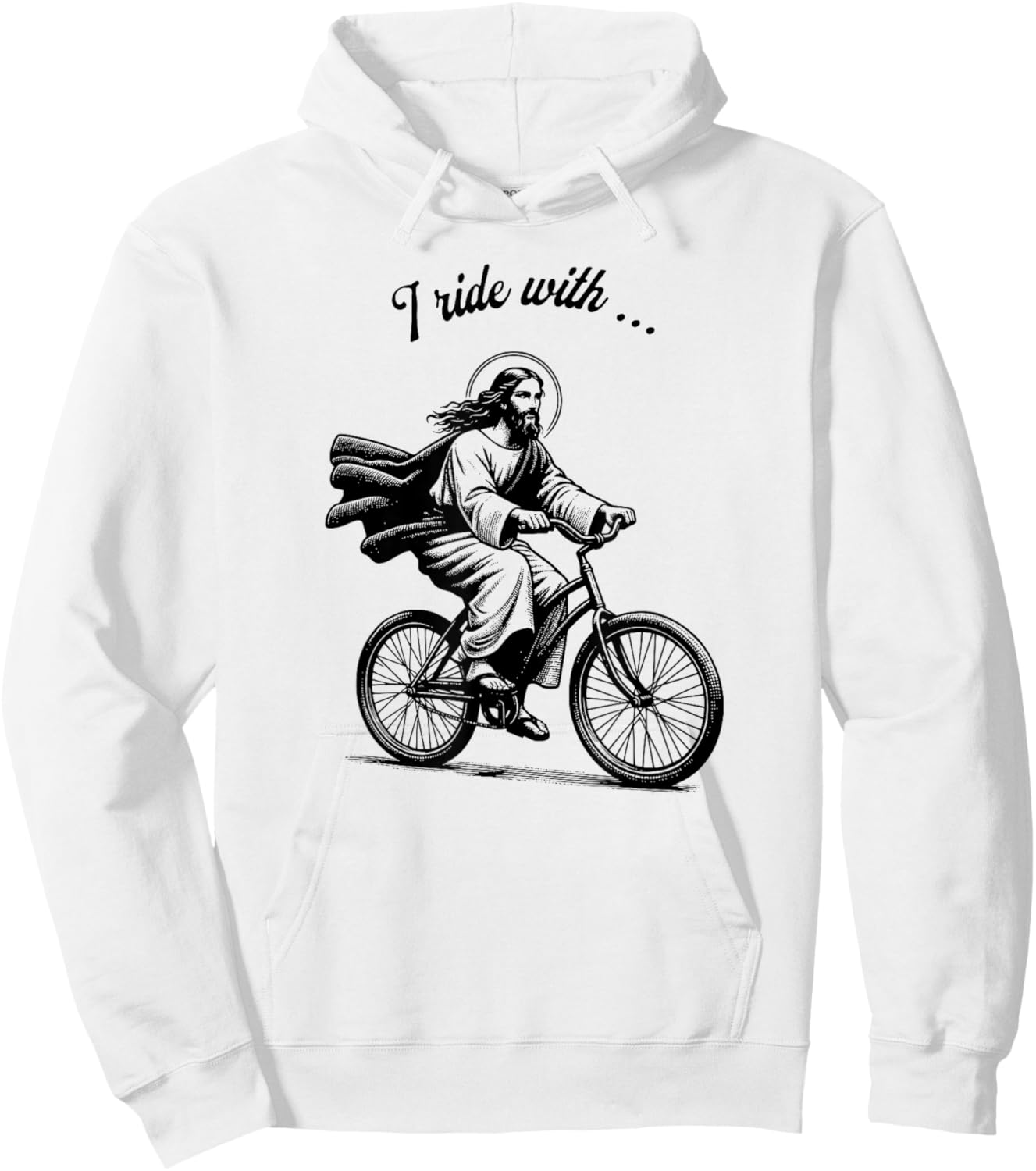 I Ride With Jesus - Christian Biker - Christian Cyclist Hoodie - Hoodie | White