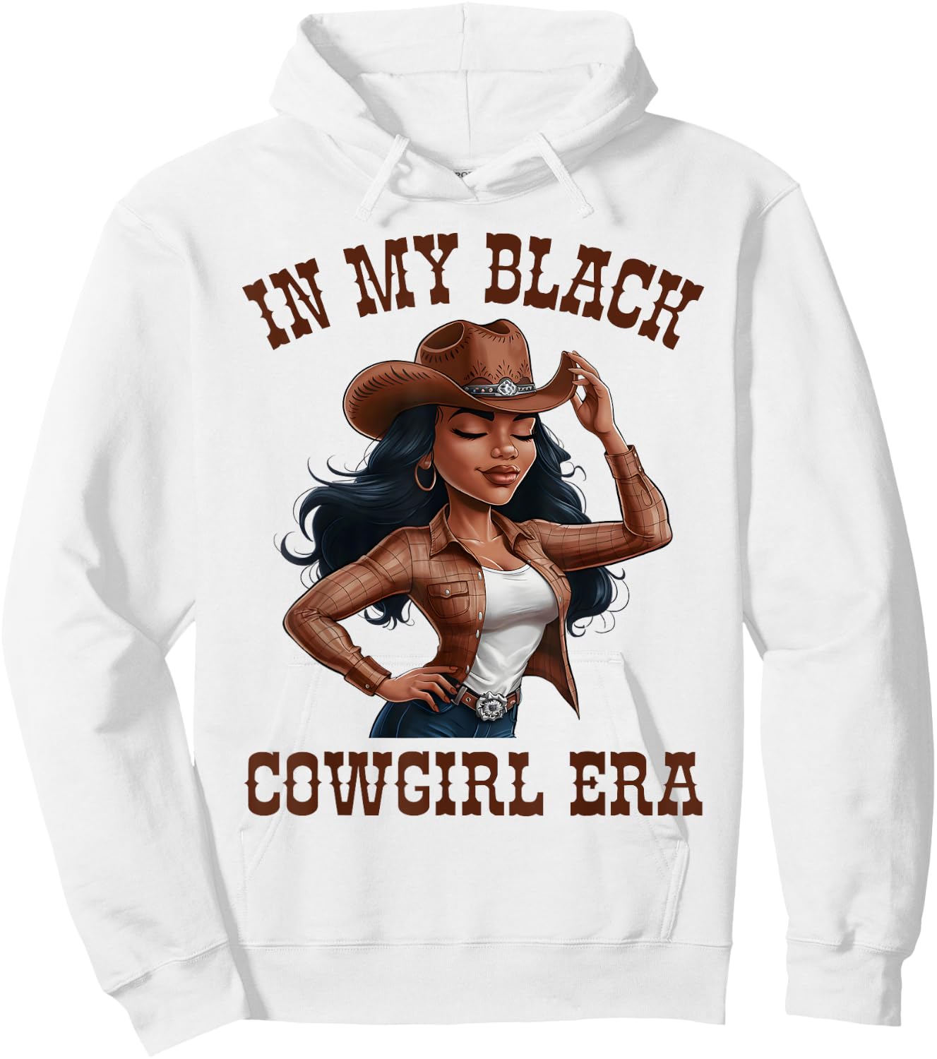 In My Black Cowgirl Era Western Country Cowgirls Matching Hoodie - Hoodie | White