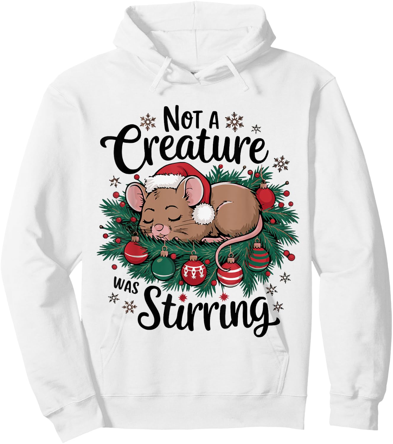 Not A Creature Was Stirring Christmas Santa Mouse Hoodie - Hoodie | White
